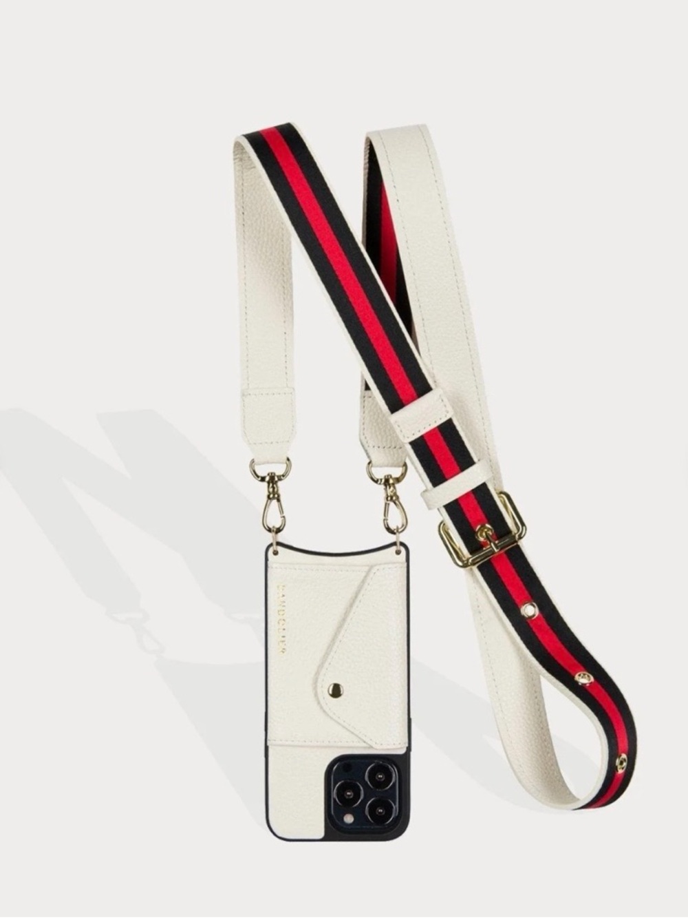 Bandolier iPhone 13 Pro Crossbody Phone Case with Red & Black Stripe Strap - Picture 3 of 4